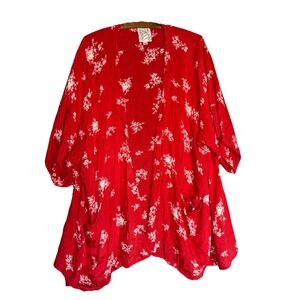 Billabong Womens M Open Front Sweater Duster Boho Festival Pockets Flowy Cottage